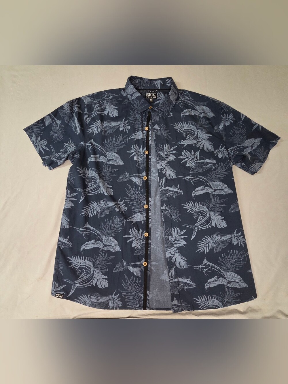 Pelagic XL Navy Tropical Fish Print Shirt